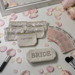Bridal Party Gift Set Bride & I Do Crew Makeup Bags + Cheers Koozies